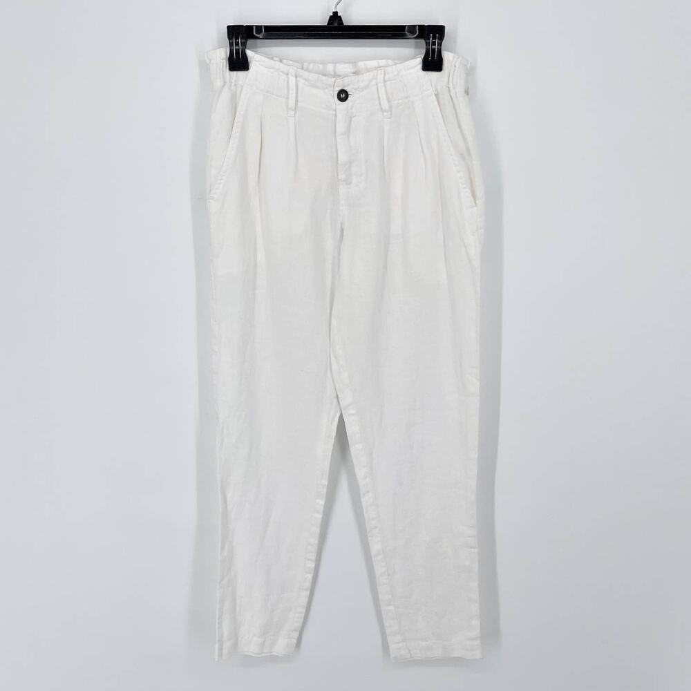 Johnny Was White Linen Pants NEW Women Sz XS Lightweight Elastic Waist